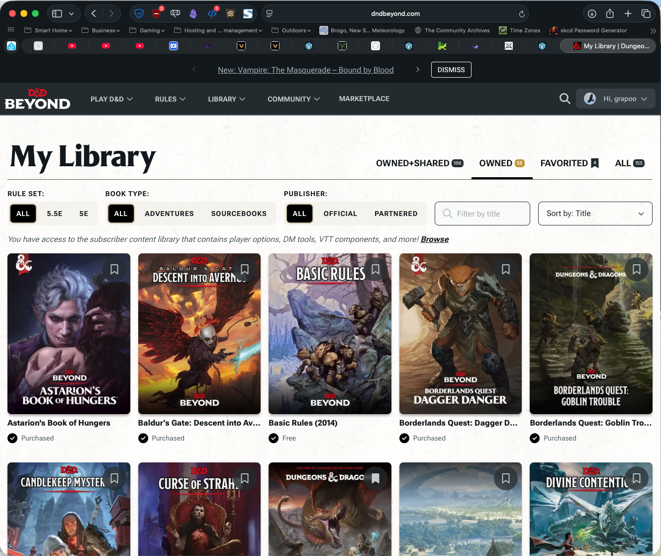A screen grab of the D&D Beyond Library
