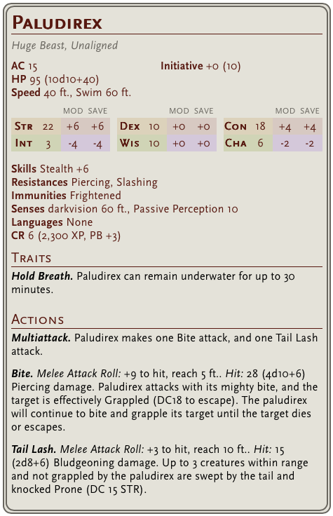 5.5e stat block for paludirex